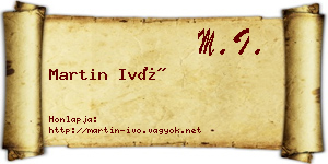 Martin Ivó névjegykártya